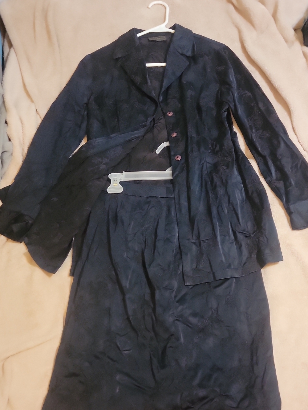 Dark Textured Two-Piece Skirt Suit